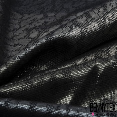 Crêpe de soie laine métal motif tâche abstraite canon de fusil fond noir