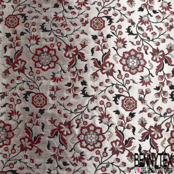 Brocart motif floral baroque multicolore dégradé