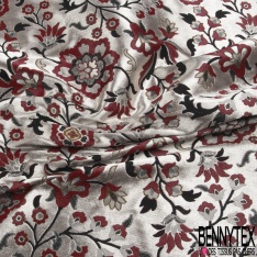 Brocart motif floral baroque multicolore dégradé