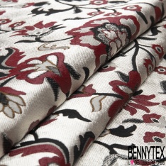 Brocart motif floral baroque multicolore dégradé