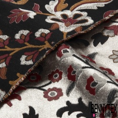 Brocart motif floral baroque multicolore dégradé
