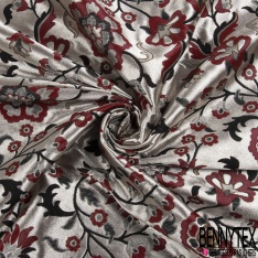 Brocart motif floral baroque multicolore dégradé