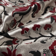 Brocart motif floral baroque multicolore dégradé