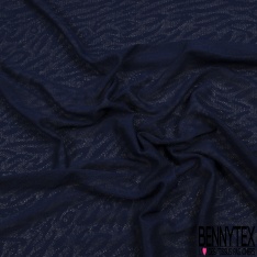 Coupon 3m Dentelle résille coton polyamide élasthanne gros chevron marine noir