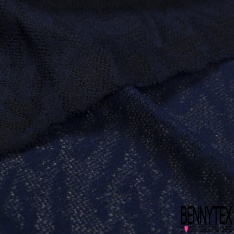 Coupon 3m Dentelle résille coton polyamide élasthanne gros chevron marine noir