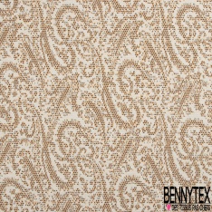 Milano jacquard coton polyester recyclé motif amande stylisée noir écru lurex or
