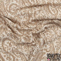 Milano jacquard coton polyester recyclé motif amande stylisée noir écru lurex or