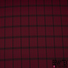 Milano jacquard polyester polyamide motif quadrillage noir fond bleu de saxe