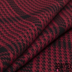 Milano jacquard polyester polyamide motif quadrillage noir fond bleu de saxe