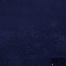 Jacquard motif fleur baroque ton sur ton bleu médiéval