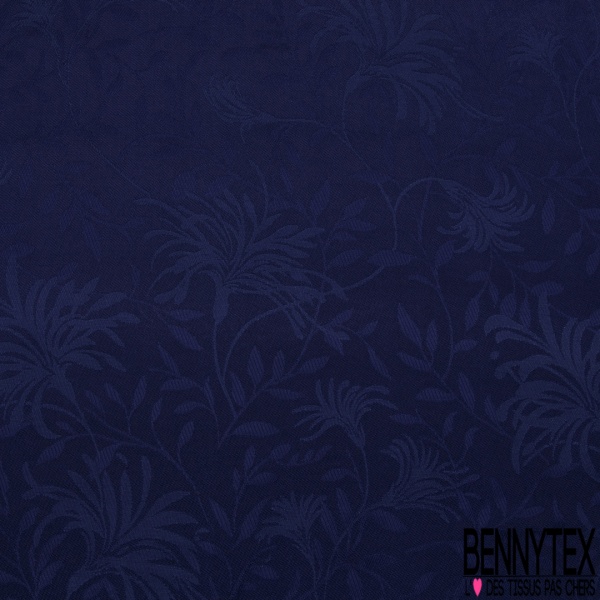 Jacquard motif fleur baroque ton sur ton bleu médiéval