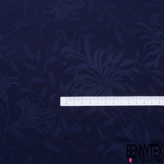Jacquard motif fleur baroque ton sur ton bleu médiéval