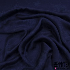 Jacquard motif fleur baroque ton sur ton bleu médiéval