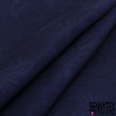 Jacquard motif fleur baroque ton sur ton bleu médiéval