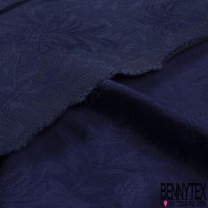 Jacquard motif fleur baroque ton sur ton bleu médiéval