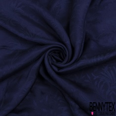 Jacquard motif fleur baroque ton sur ton bleu médiéval