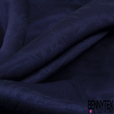 Jacquard motif fleur baroque ton sur ton bleu médiéval