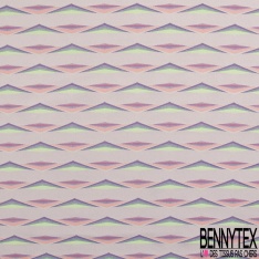 Jacquard twill polyester soie motif floral cachemire multicolore pastel fond perle