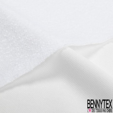 Molleton bouclette polyester coton or blanc brillant petite laize