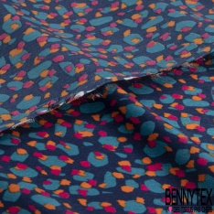 Satinette polyester imprimé pointillisme artistique fond cannelle