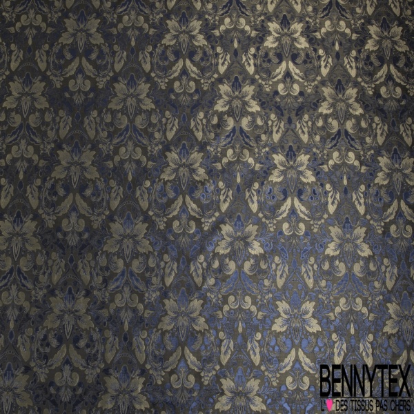 Jacquard motif fleur de lys baroque ton or rouge bordeaux