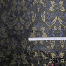 Jacquard motif fleur de lys baroque ton or rouge bordeaux