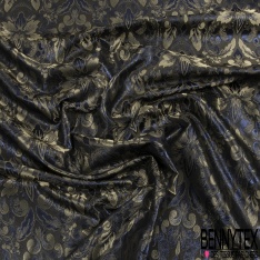 Jacquard motif fleur de lys baroque ton or rouge bordeaux