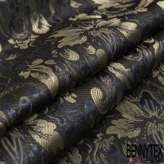 Jacquard motif fleur de lys baroque ton or rouge bordeaux