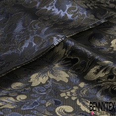 Jacquard motif fleur de lys baroque ton or rouge bordeaux