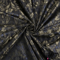 Jacquard motif fleur de lys baroque ton or rouge bordeaux