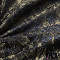 Jacquard motif fleur de lys baroque ton or rouge bordeaux