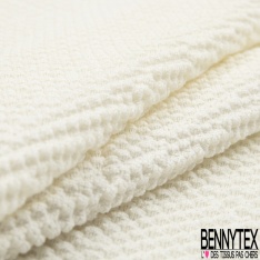 Maille tricot coton grande rayure horizontale café crème écru