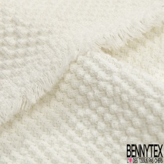 Maille tricot coton grande rayure horizontale café crème écru