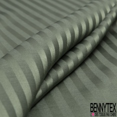Satin de soie élasthanne imprimé fine rayure verticale gris charbon aurore
