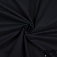 Satin de soie coton laqué élasthanne uni noir profond