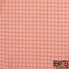 Dentelle polyamide élasthanne trèfle quatre feuilles stylisé uni rouge tibétain