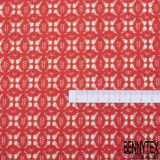 Dentelle polyamide élasthanne trèfle quatre feuilles stylisé uni rose de pêche
