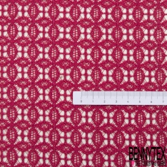Dentelle polyamide élasthanne trèfle quatre feuilles stylisé uni rouge haut risque