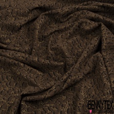 Polyamide élasthanne lingerie motif floral abstrait gaufré sable brun tabac lurex or