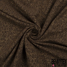 Polyamide élasthanne lingerie motif floral abstrait gaufré sable brun tabac lurex or