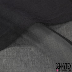 Voile coton soie imprimé fine rayure horizontale ton sur ton écru