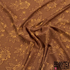 Polyamide élasthanne lingerie motif mini trèfle argent ton sur ton vert de Camée