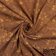 Polyamide élasthanne lingerie motif mini trèfle argent ton sur ton vert de Camée