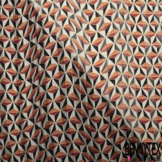 Coupon 3m mousseline crêpon polyester imprimé floral estival fond blanc cassé rayure verticale lurex