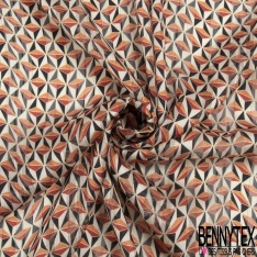 Coupon 3m mousseline crêpon polyester imprimé floral estival fond blanc cassé rayure verticale lurex