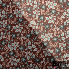 Coupon 3m mousseline crêpon polyester imprimé floral cachemire fond verge d'or rayure verticale lurex