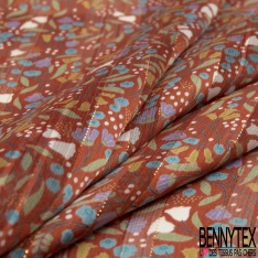 Coupon 3m mousseline crêpon polyester imprimé bollywood multicolore fond lagon rayure verticale lurex or