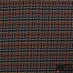 Coupon 3m coton natté motif quadrillage blanc cassé bleu roi rouge noir sable clémentine brun