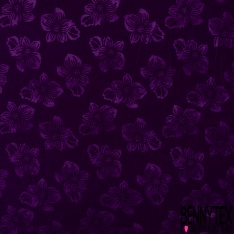 Velours polyester ras lisse petite laize uni pourpre foncé paillette argent parsemée