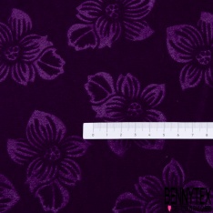 Velours polyester ras lisse petite laize uni pourpre foncé paillette argent parsemée